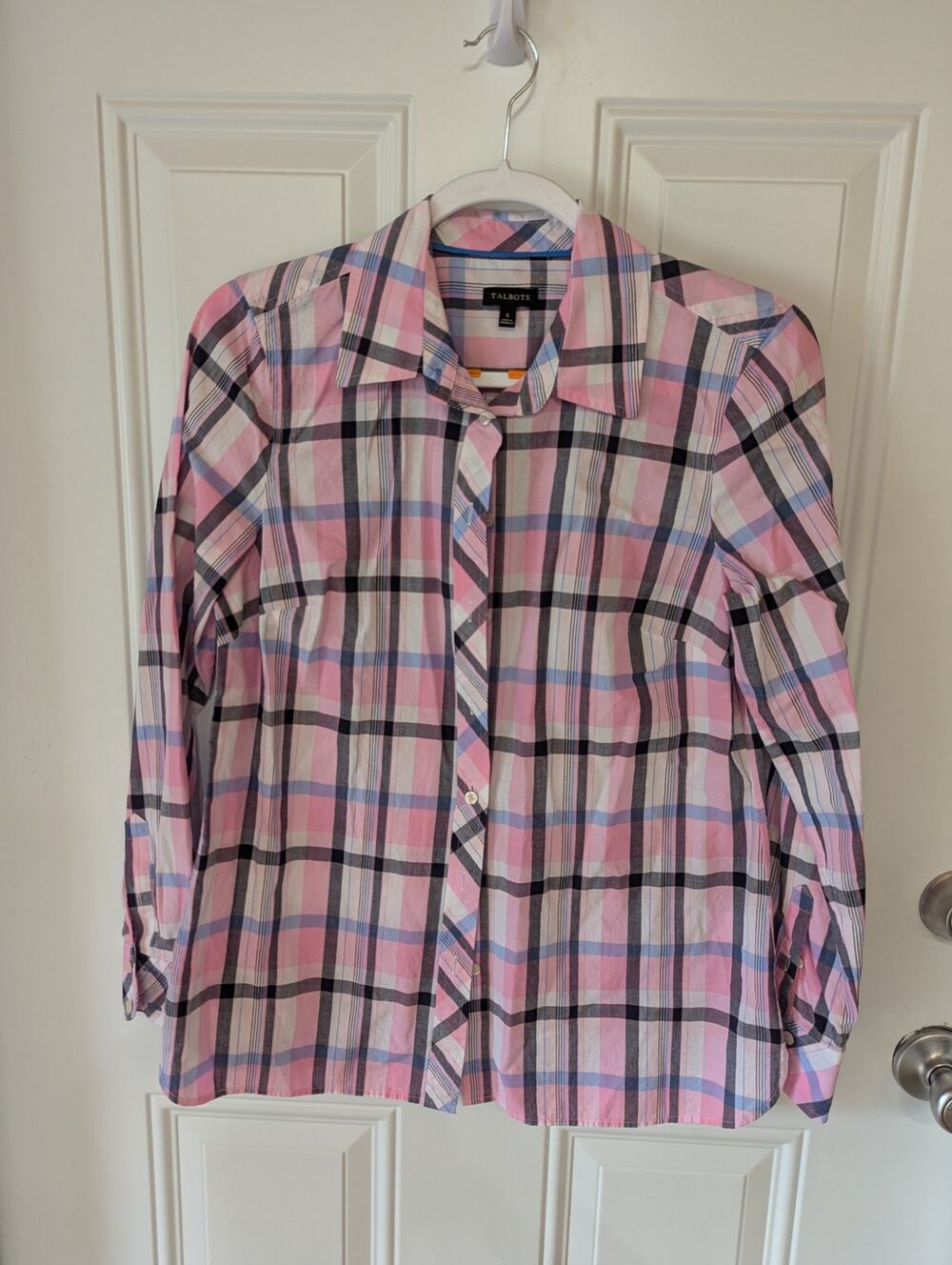 Talbots 100% cotton,plaid, button down, Sm.